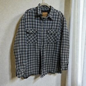 Buckhorn River Blue Plaid Flannel Button Down Quilted Barn Coat Shacket Size XL